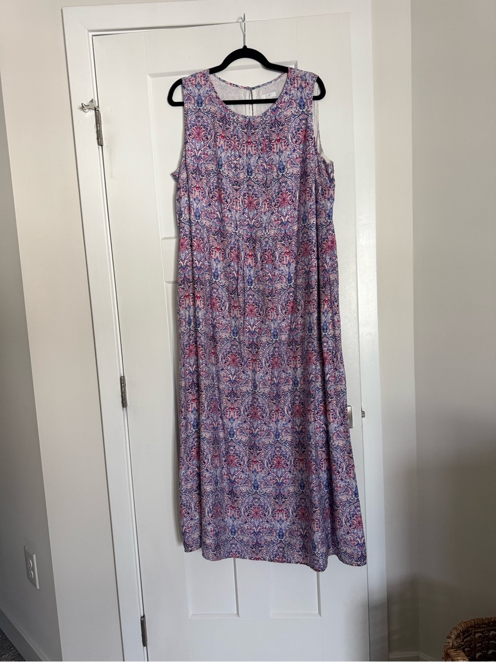 J. Jill Sleeveless Midi Dress in Pink and Blue Paisley